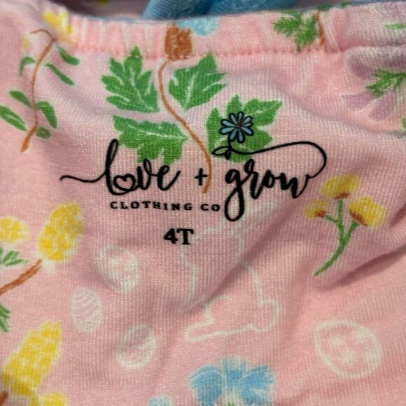 Love + Grow 4T Bamboo Top Pink Floral Bunny Easter Spring Eyelet Ruffle - Picture 4 of 7